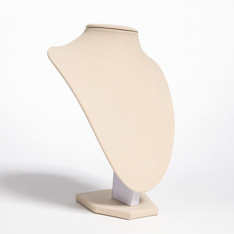 Pequeño busto de ante sintético beige crema de 21 cm
