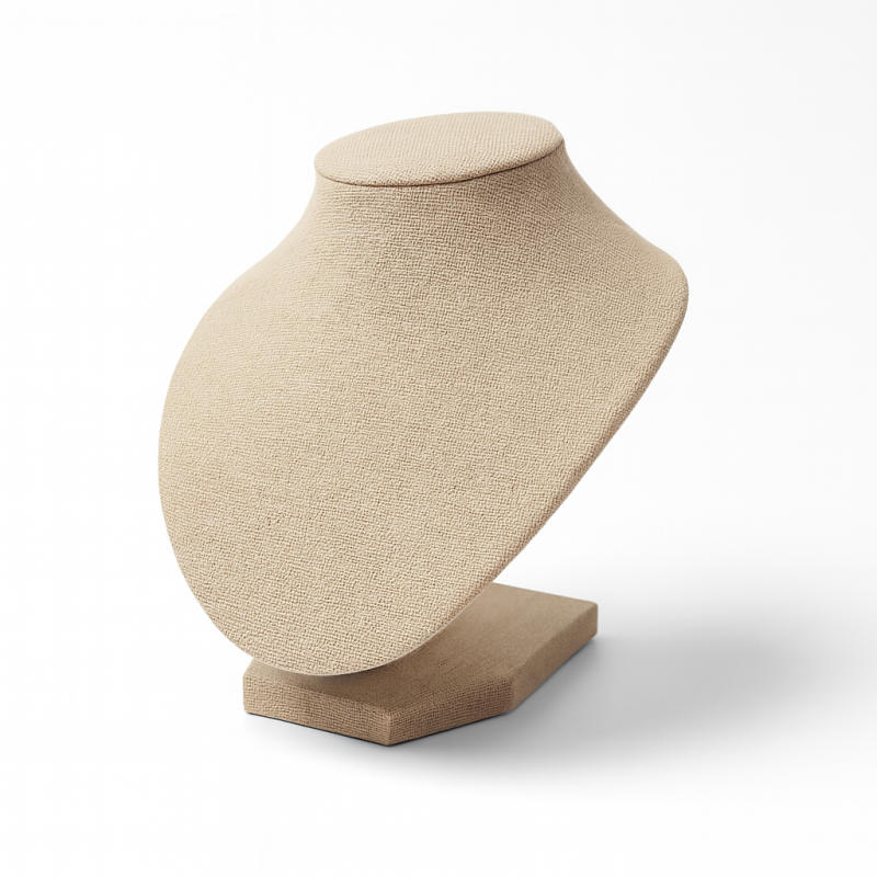 Busto para joyas de algodón beige para gargantillas