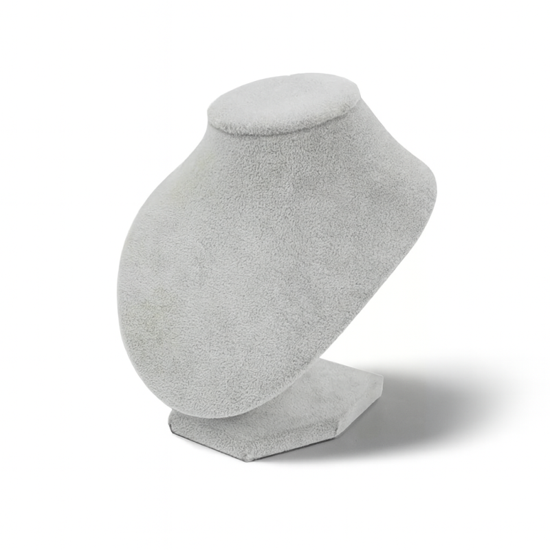 Busto para joyas de terciopelo gris para gargantillas