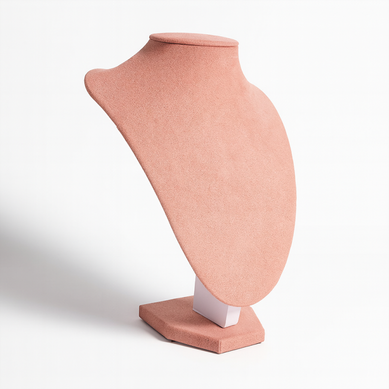 Busto para joyas de ante rosa de 24 cm para cadenas