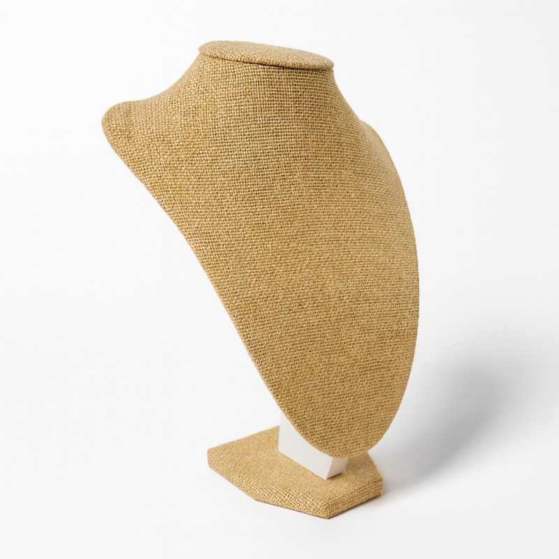 Busto para joyas de yute beige de 24 cm para cadenas