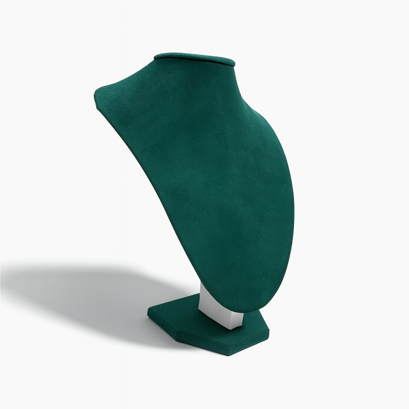 Lote de 10 bustos de ante verde esmeralda para collares de 29 cm