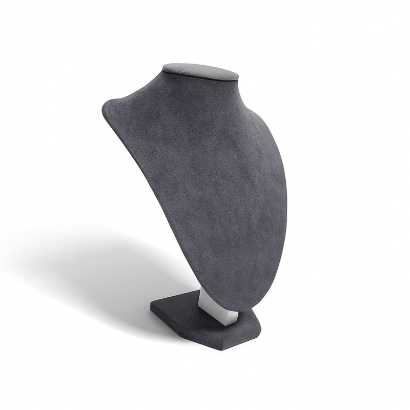 Lote de 10 bustos de ante gris antracita para collares de 29 cm