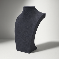 Pequeño busto para joyas de ante sintético gris antracita de 20 cm