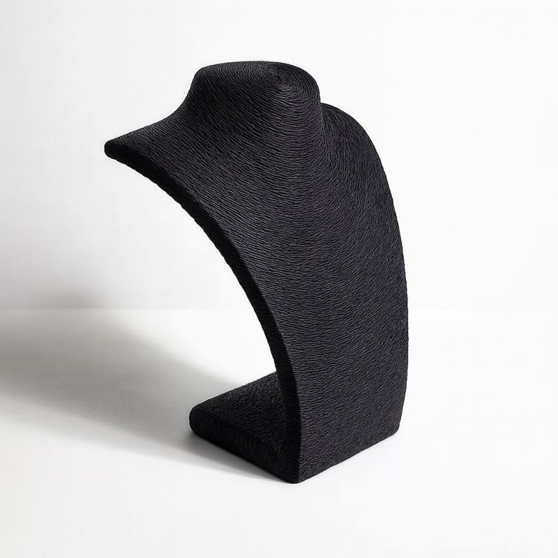 Busto para collares de rafia de color negro, 27 cm
