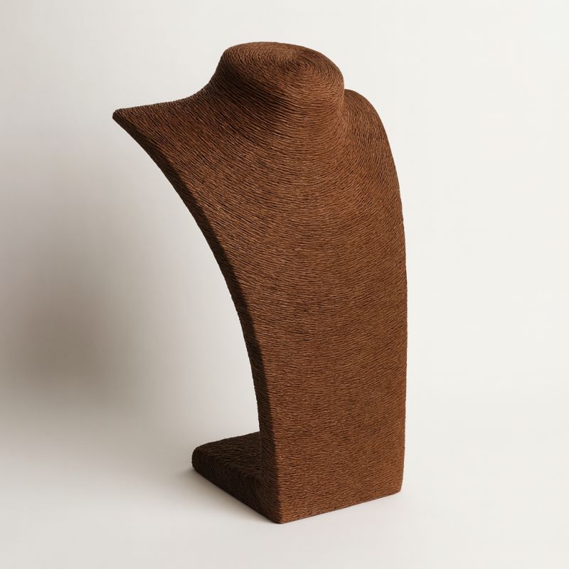 Busto grande para collares de rafia marrón chocolate, 37 cm