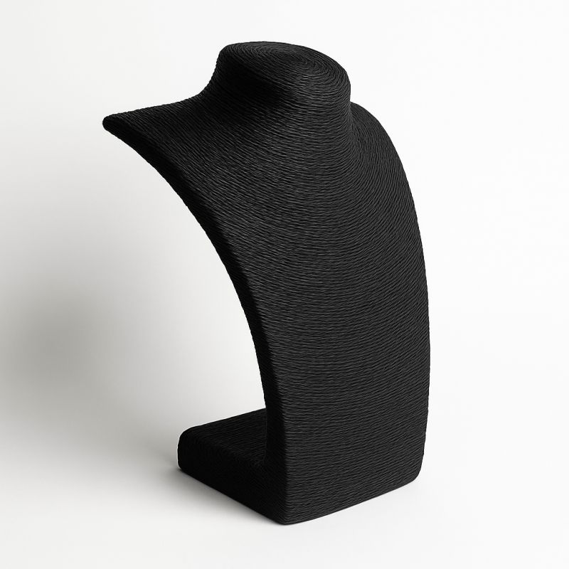 Busto grande para collares de rafia negra de 37 cm