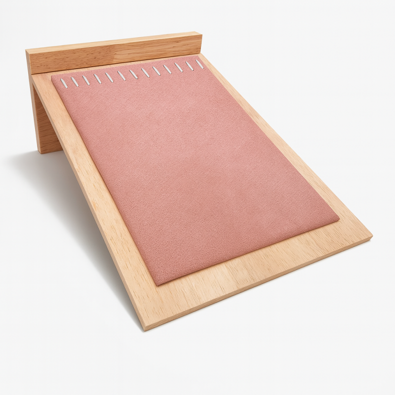 Soporte para collares de madera y de ante en posición vertical o inclinada