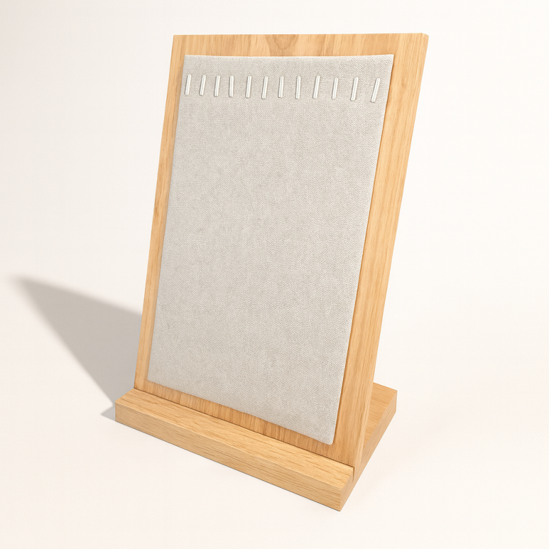 Expositor de 2 posiciones para collares de madera y algodón beige natural