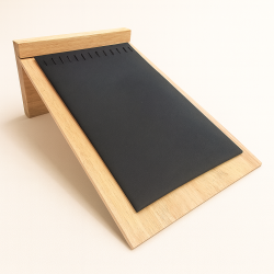 Expositor de 2 posiciones para collares de madera y símil piel negra