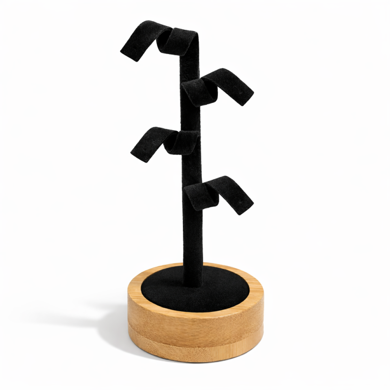 Expositor trenzado para 2 pares de pendientes - Terciopelo negro