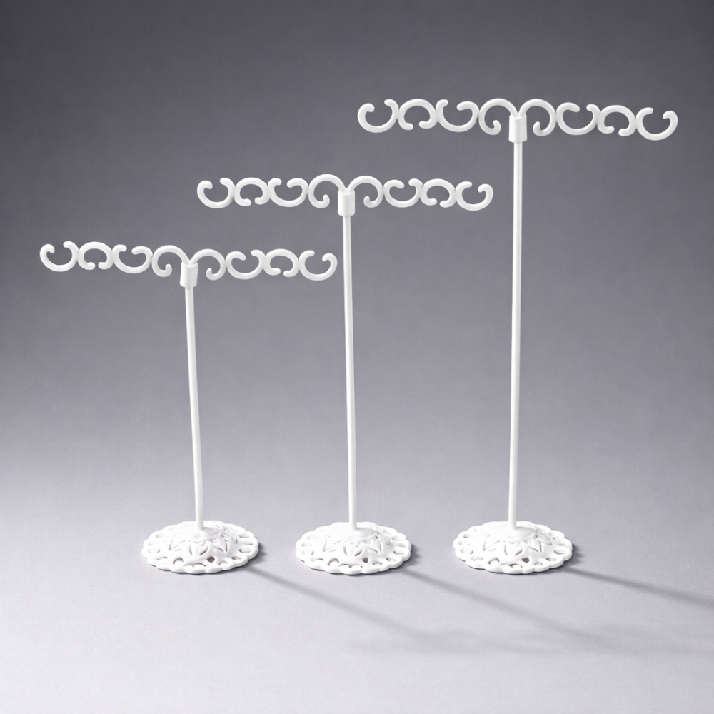 3 soportes de metal blanco para pendientes (2 pares)