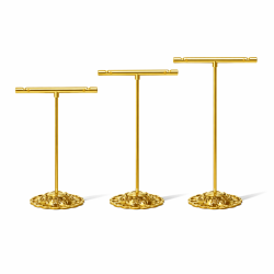 Lote de 3 joyeros de metal dorado con forma de T