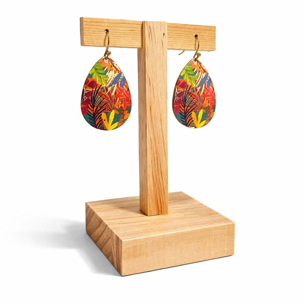Soporte alto para pendientes de madera natural de 11,5 cm