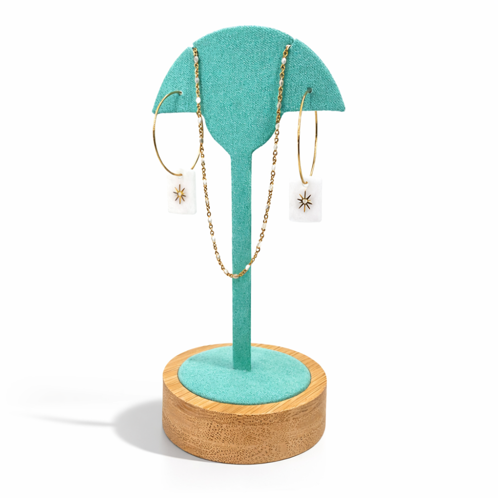 Expositor «Palmera» Riviera – Soporte para collares y pendientes verdes laguna