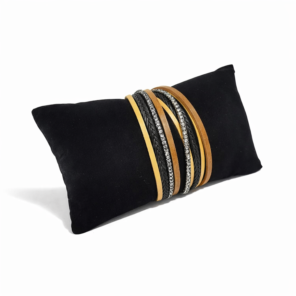 Lote de 12 cojines para pulseras de terciopelo negro 7x13 cm
