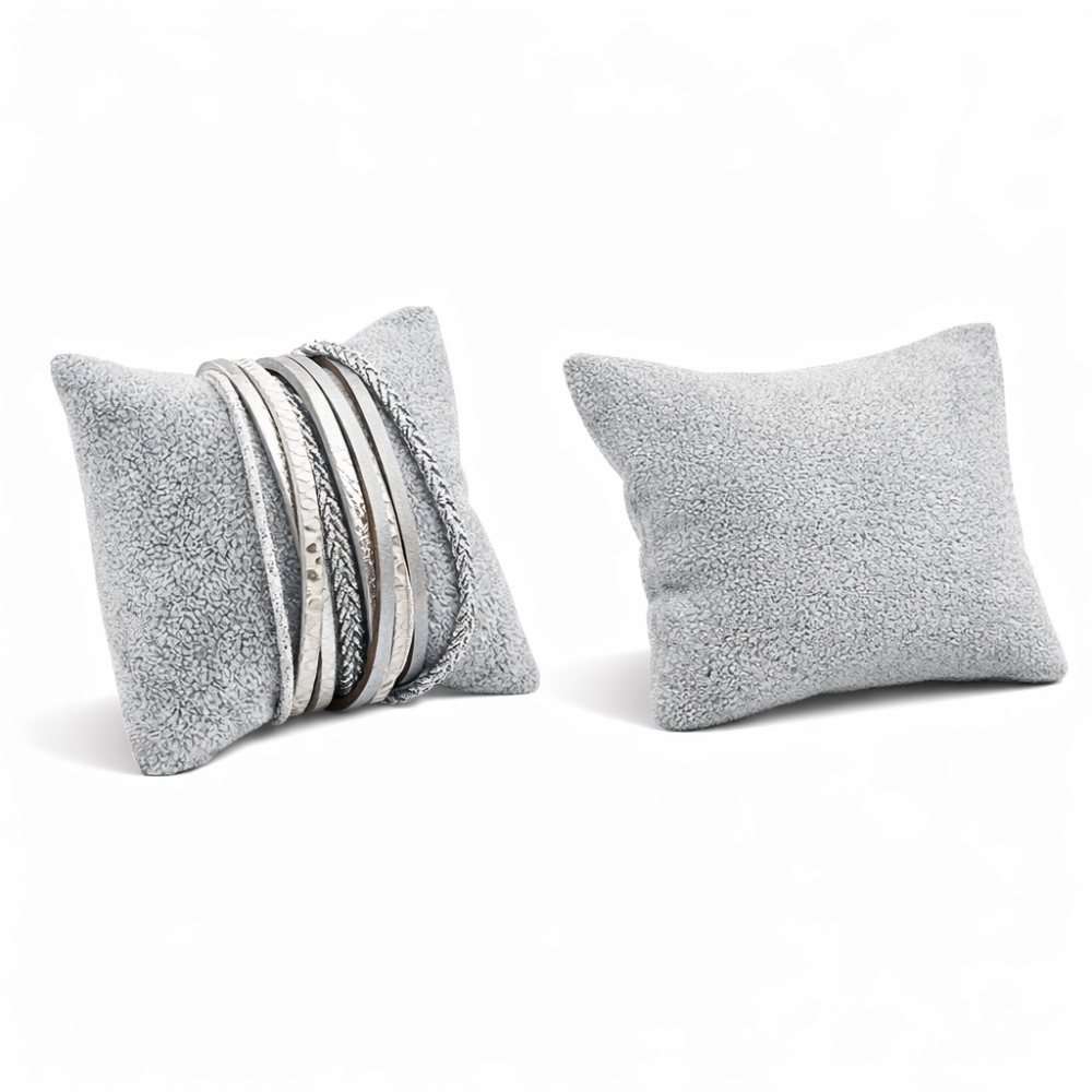 Lote de 24 cojines pequeños de terciopelo gris 7x8 cm