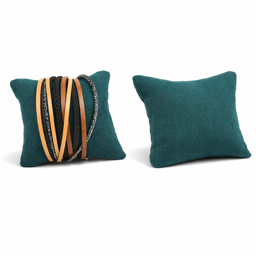 Lote de 24 cojines pequeños de ante verde esmeralda de 7 x 8 cm