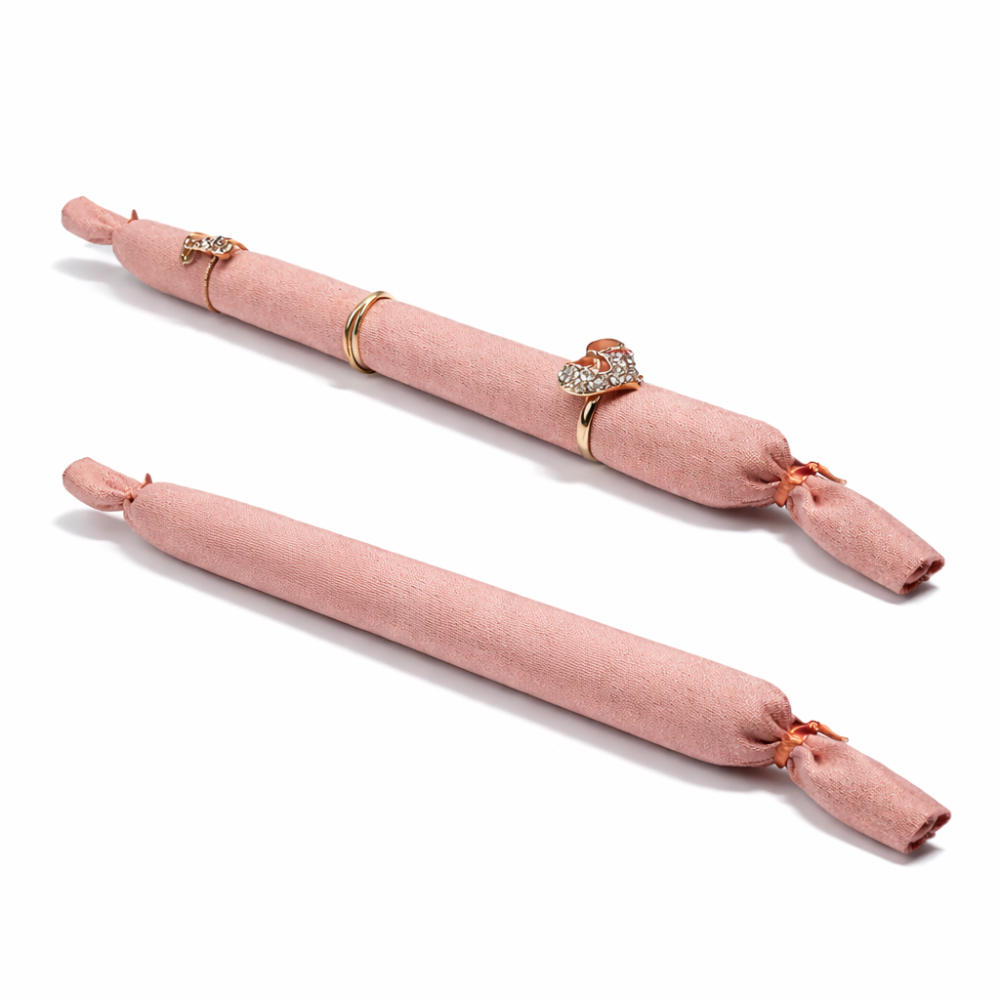 Lote de 20 cojines largos de ante rosa para anillos - 20 cm