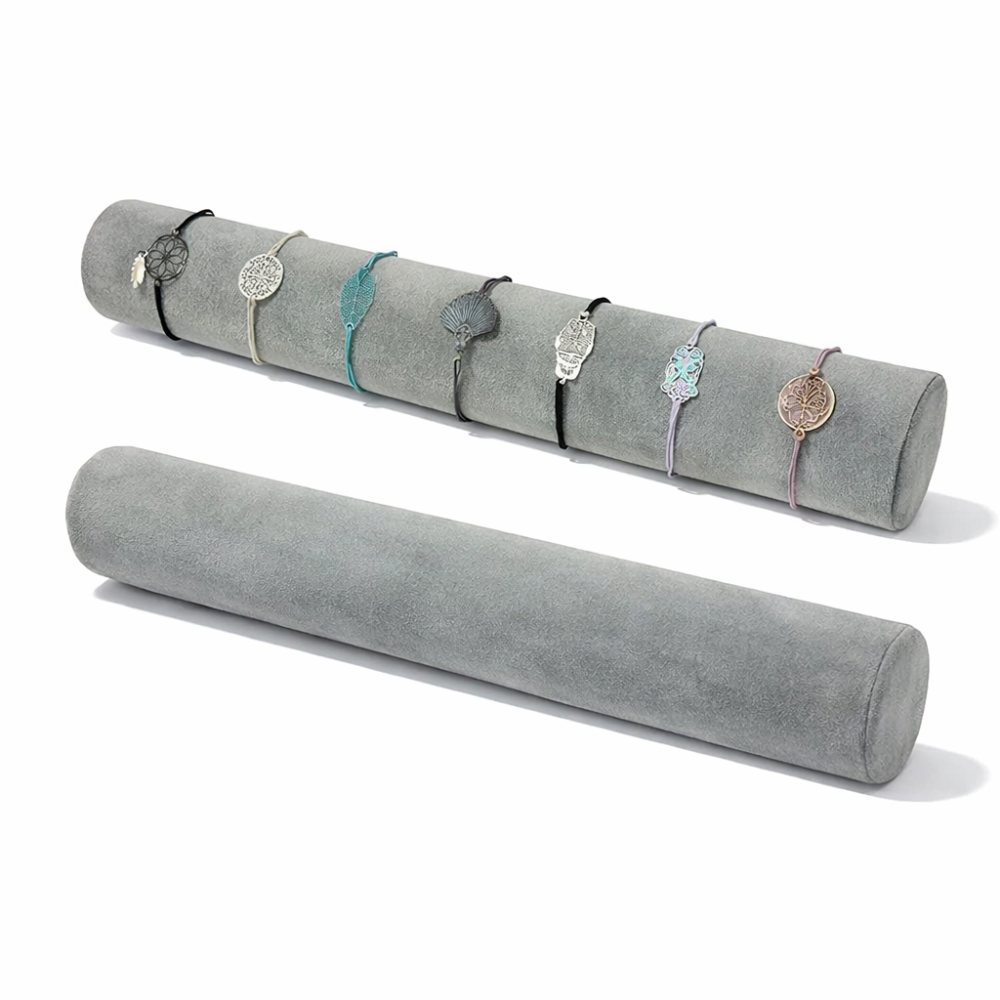 Lote de 10 expositores de aro de terciopelo gris para pulseras de 30,5 cm