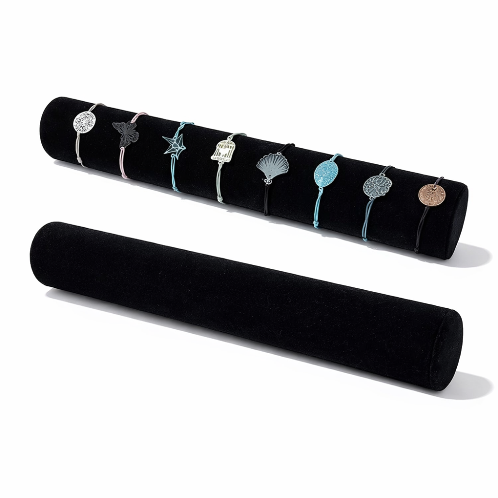 Expositor de aro de terciopelo negro para pulseras de 30,5 cm
