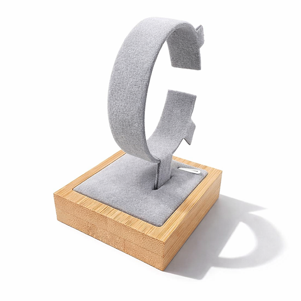 Portareloj individual de madera de bambú - Terciopelo gris