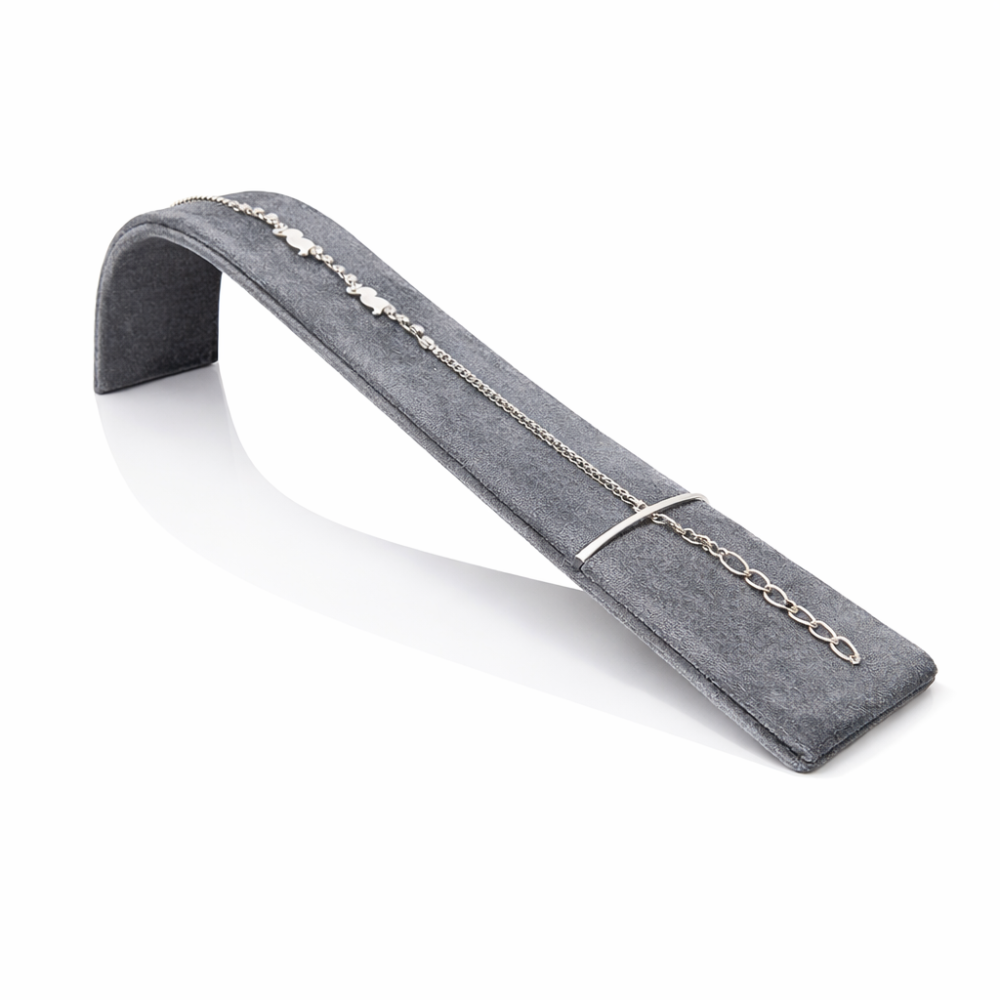 Expositor deslizante para pulseras de terciopelo gris