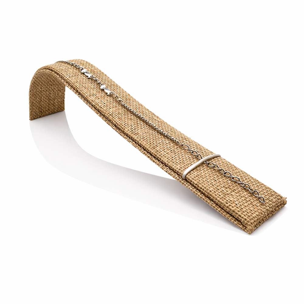 Expositor tipo tobogán para pulseras de yute
