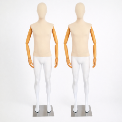 Pack Duo: Maniquí de vitrina para hombre - Acabado en madera y resina