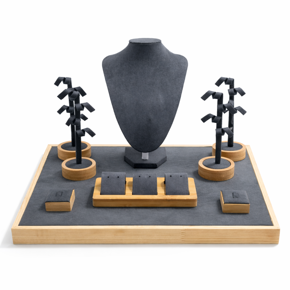Pack de exposición para vitrina: Colección «Expert Acero y Plata» - Ante antracita (9 piezas)