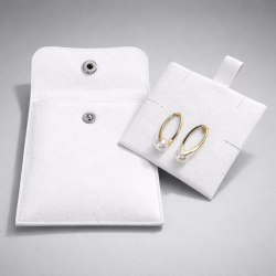 1 estuche de ante con soporte para joyas de 8x8 cm - Blanco