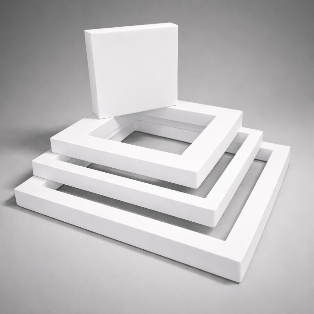 Set de 4 artículos de decoración para vitrinas de espuma blanca - Cuadrado