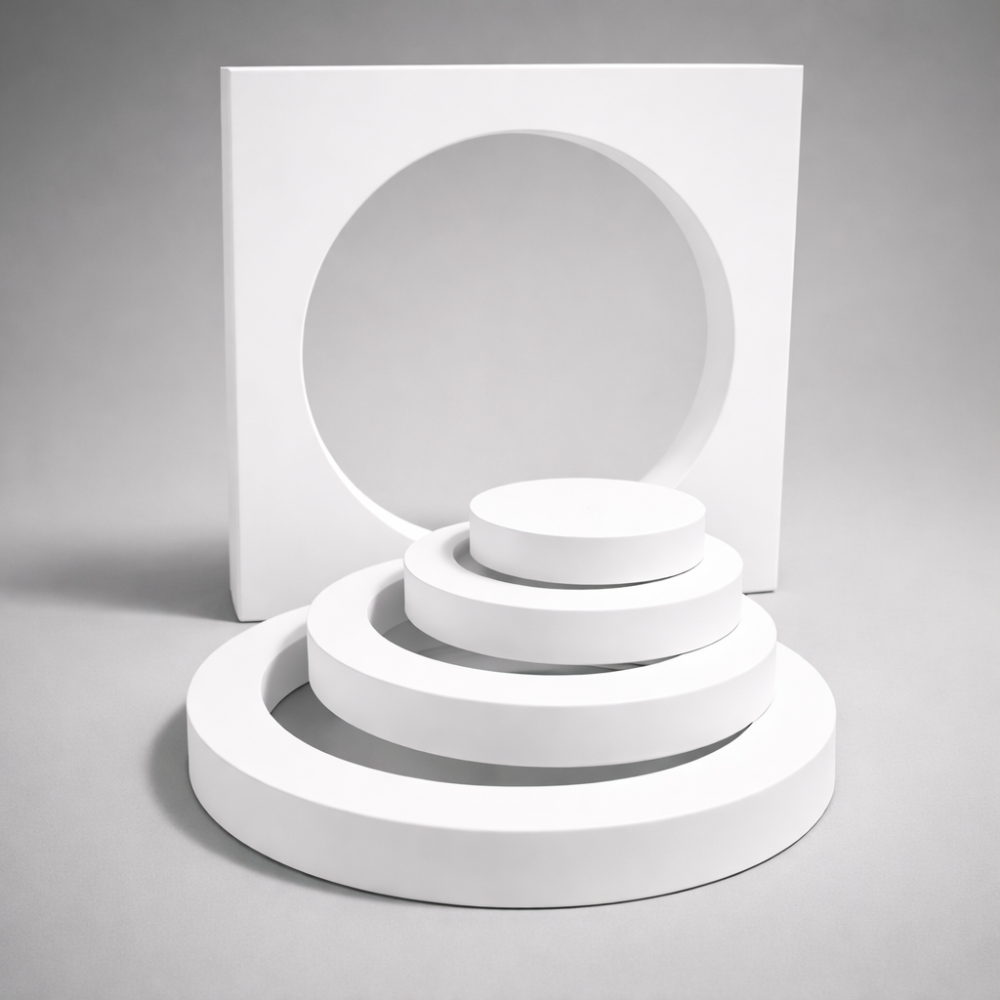Set de 5 artículos de decoración para vitrinas de espuma blanca - Círculo