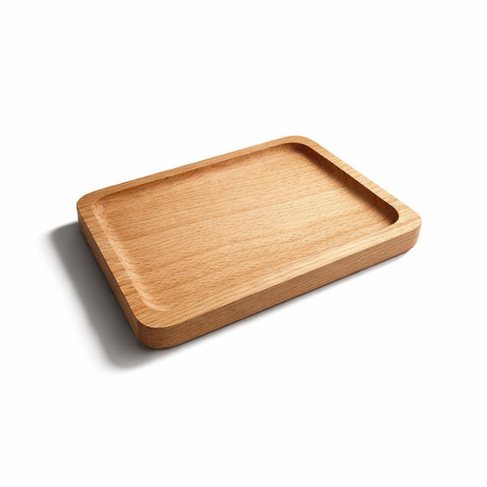 Pequeña bandeja de presentación de madera de haya, 18,5 x 13 cm