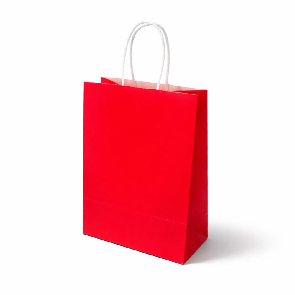 12 mini bolsas de regalo de papel kraft rojo 11x6x15cm