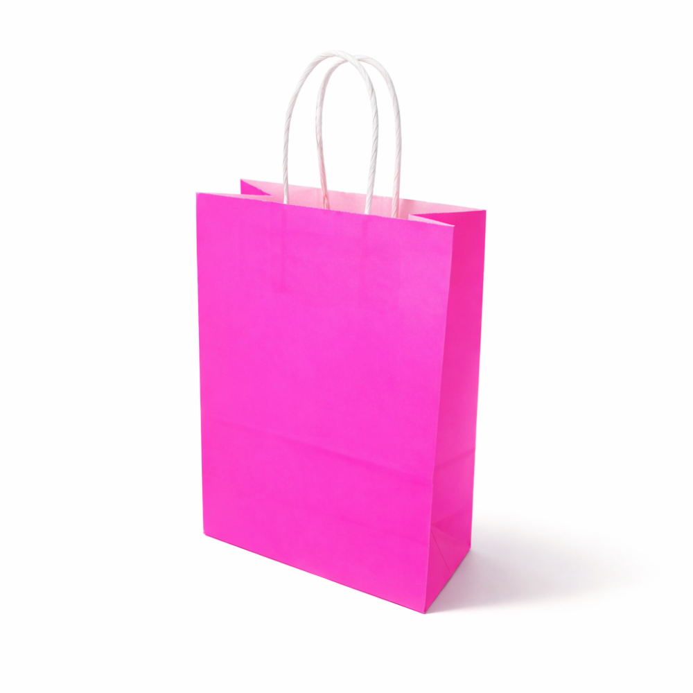 12 bolsas de regalo de papel kraft rosa fucsia 15x8x21 cm