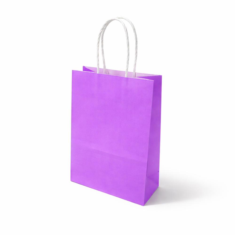 12 mini bolsas de regalo de papel kraft malva lila 11x6x15 cm