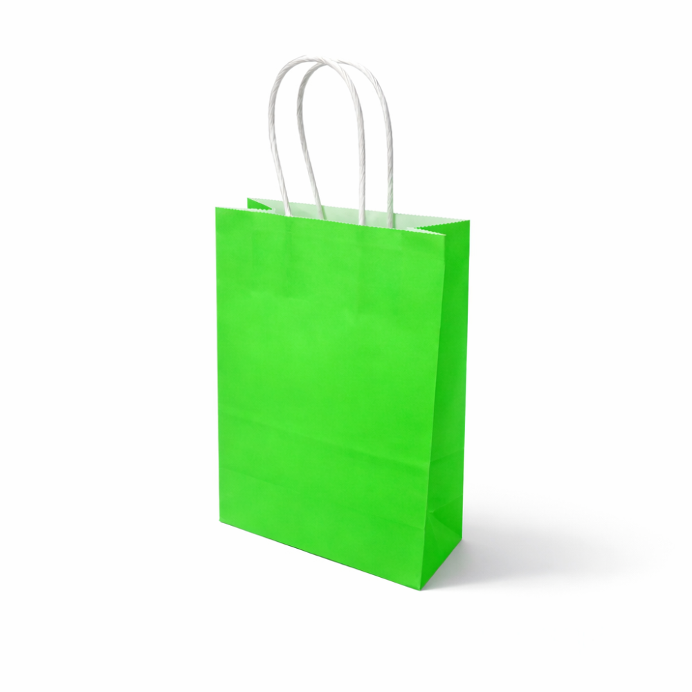12 bolsas de regalo de papel kraft verde anís 15x8x21 cm