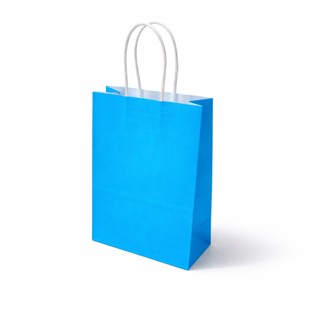 12 mini bolsas de regalo de papel kraft azul cielo 11x6x15cm