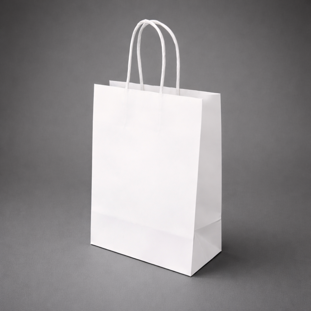 12 mini bolsas de regalo de papel kraft blanco 11x6x15 cm