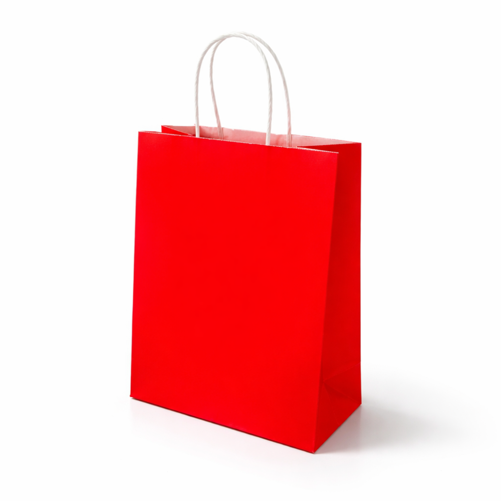 Lote de 12 bolsas de papel kraft liso rojo 21x11x27 cm