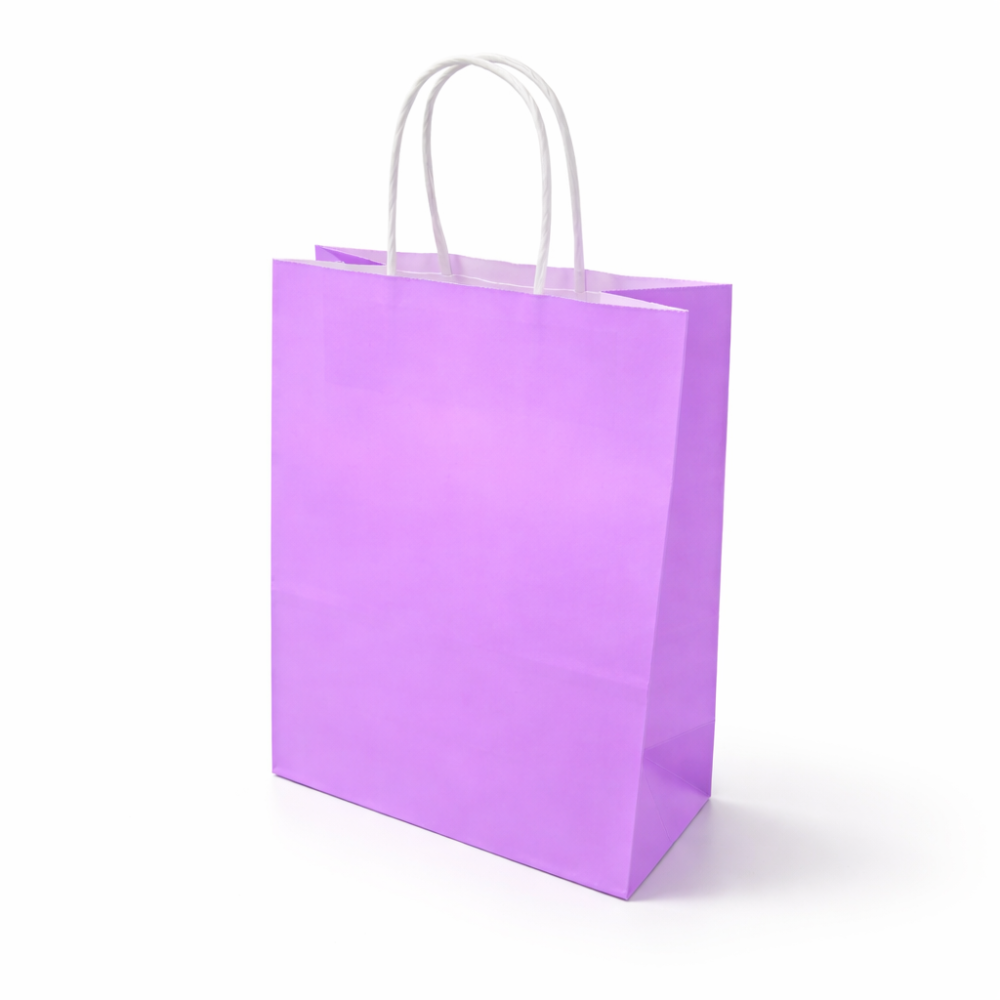 Lote de 12 bolsas de papel kraft liso malva lila 21x11x27cm