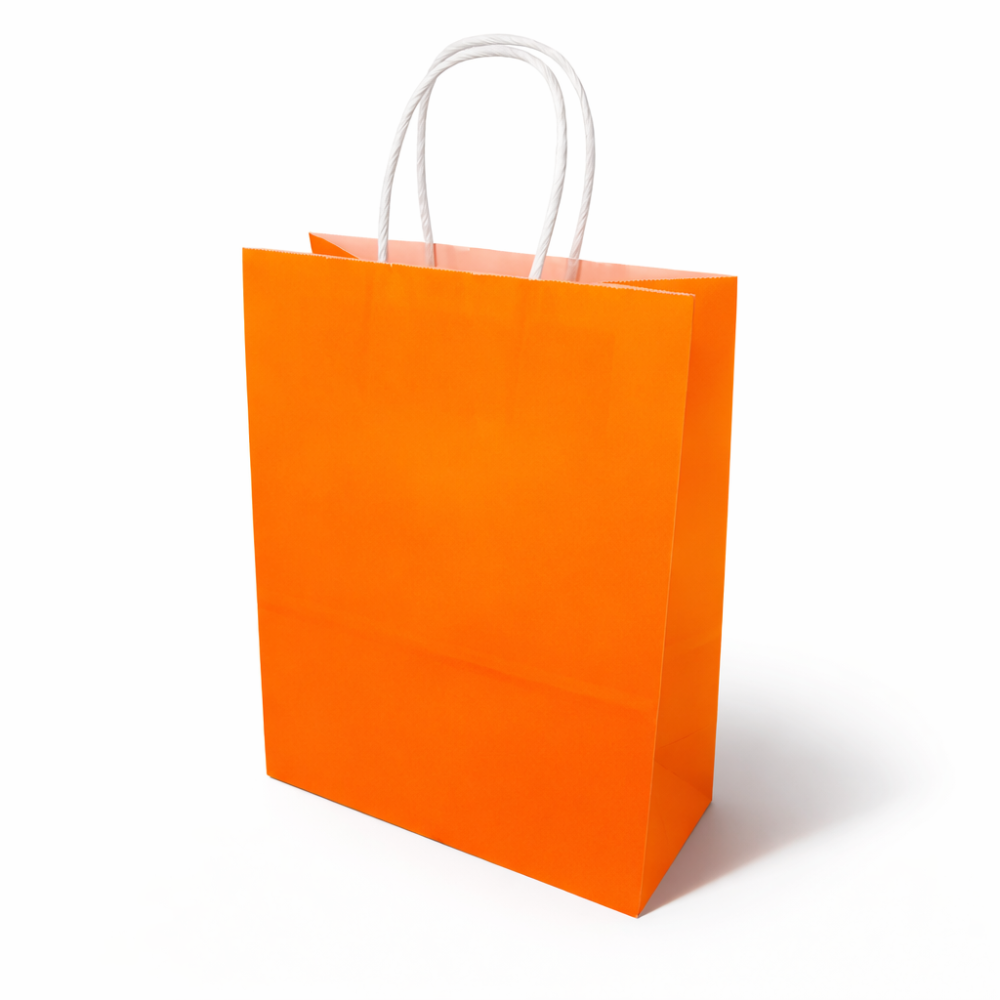 12 bolsas grandes de regalo de papel kraft naranja 31x12x42cm