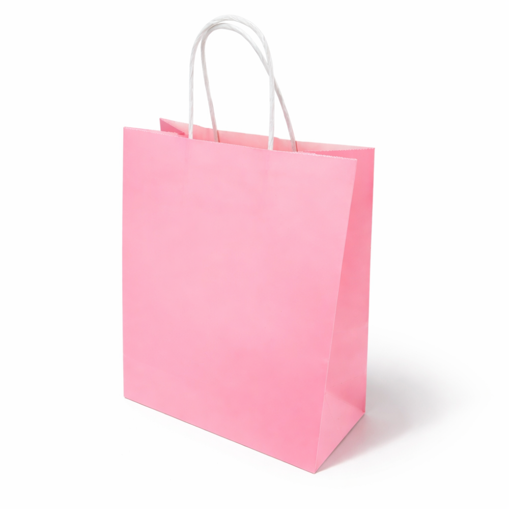 12 bolsas grandes de regalo de papel kraft rosa claro, 31 x 12 x 42 cm