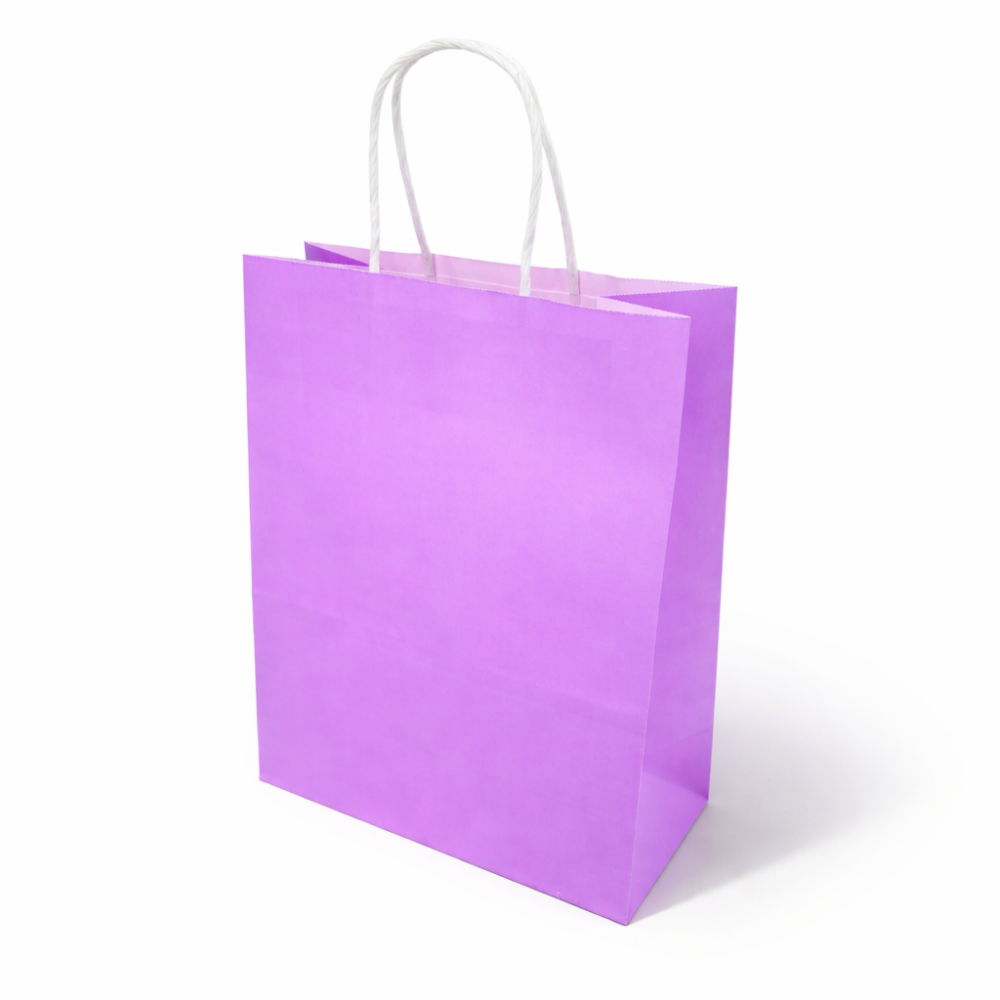 12 bolsas grandes de regalo de papel kraft malva lila 31x12x42cm
