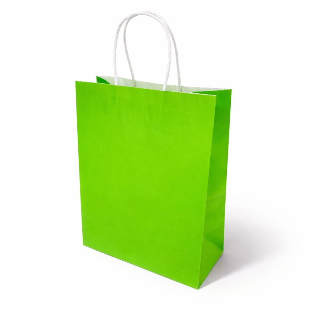 12 bolsas de regalo grandes de papel kraft verde anís, 31 x 12 x 42 cm