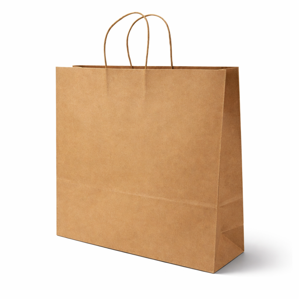 12 bolsas de regalo grandes de papel kraft marrón natural 44x15x40 cm