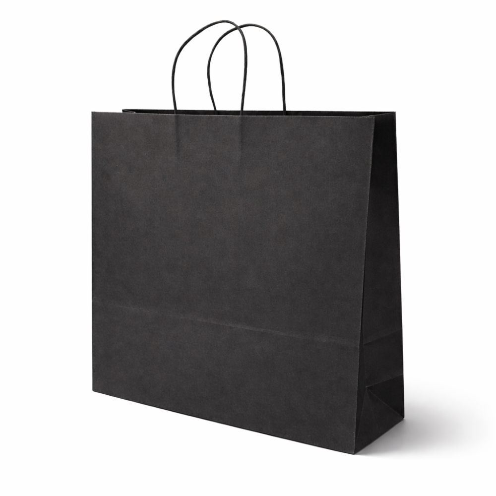 12 bolsas grandes de papel de regalo negro 44x15x40 cm