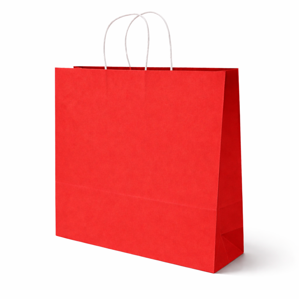 12 bolsas de regalo grandes de papel de regalo kraft rojo, 44 x 15 x 40 cm