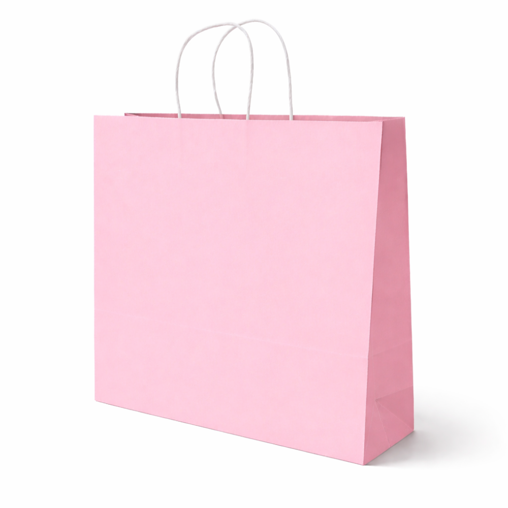12 bolsas grandes de regalo de papel kraft rosa claro 44x15x40 cm